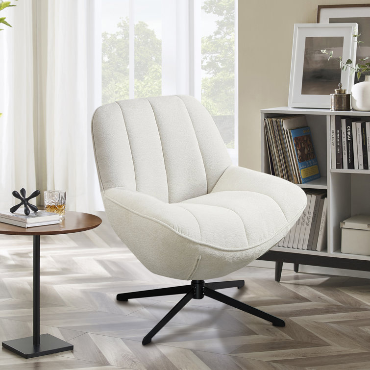 Tufted linen swivel online chair